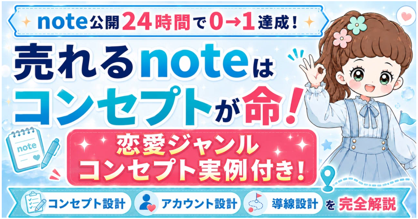 【コンセプト実例50個付き！】note公開24時間で0→1達成！売れるnoteはコンセプトが命！