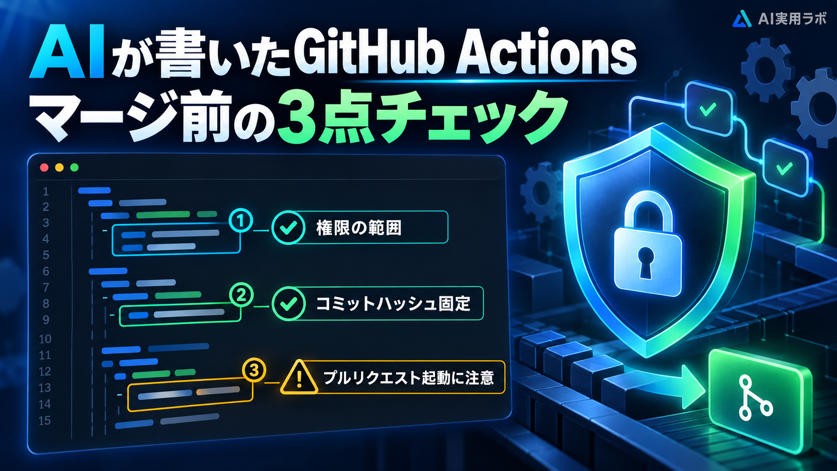 AIが書いたGitHub Actions、マージ前に確認する3点：権限・SHA固定・pull_request_target