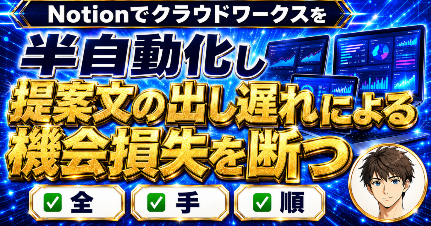 Notionでクラウドワークスを半自動化し提案文の出し遅れによる機会損失を断つ全手順