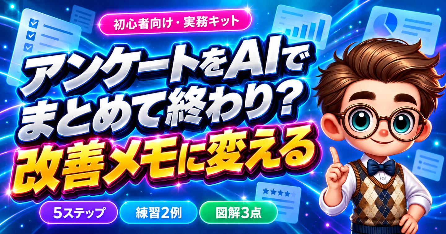 研修アンケートのAI整理術｜2例で学ぶ分類・検算・改善メモ