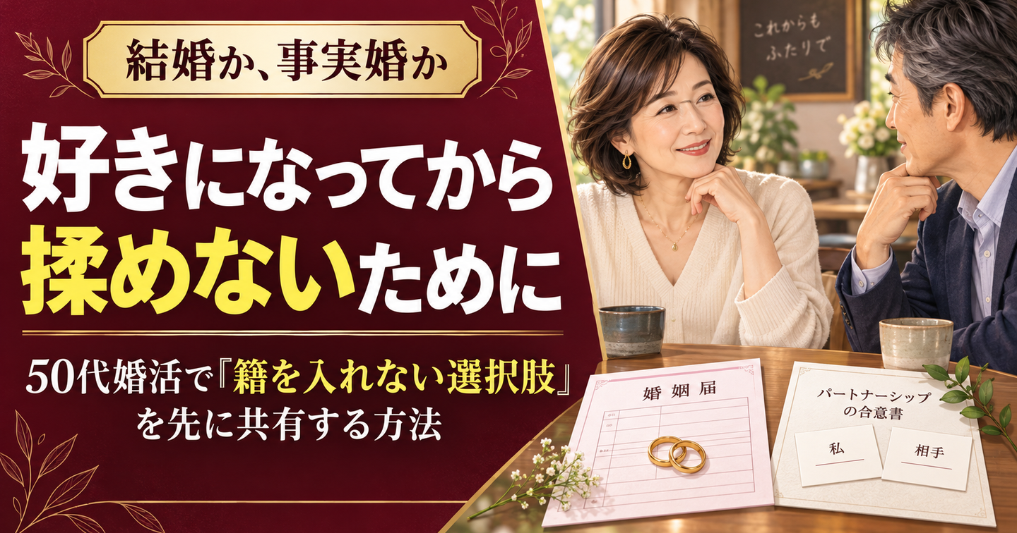好きになってから揉めないために――50代婚活で「籍を入れない選択肢」を先に共有する方法