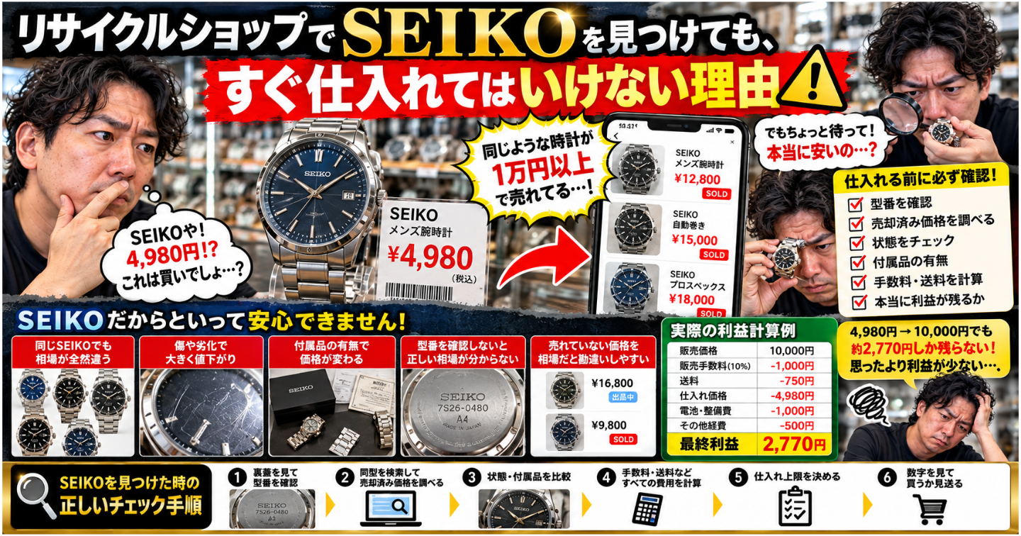 ⌚ リサイクルショップでSEIKOを見つけても、すぐ仕入れてはいけない理由