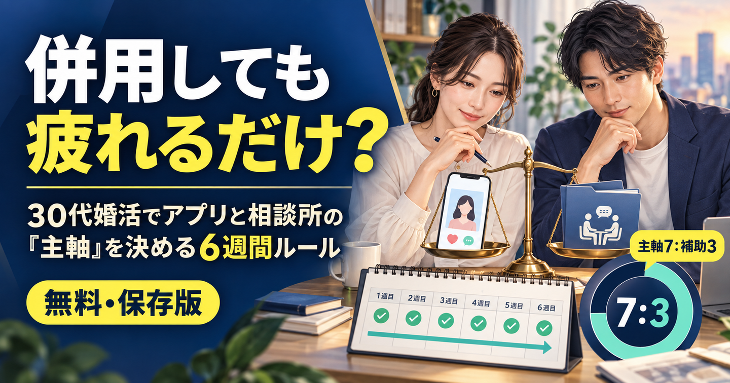 併用しても疲れるだけ？30代婚活でアプリと相談所の「主軸」を決める6週間ルール