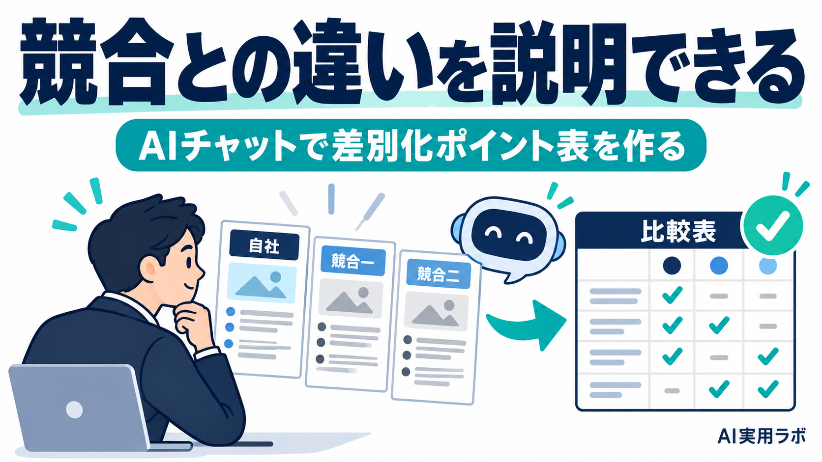 競合と何が違うか説明に詰まったら？AIチャットでプレスリリースを比較して差別化ポイント表を作る