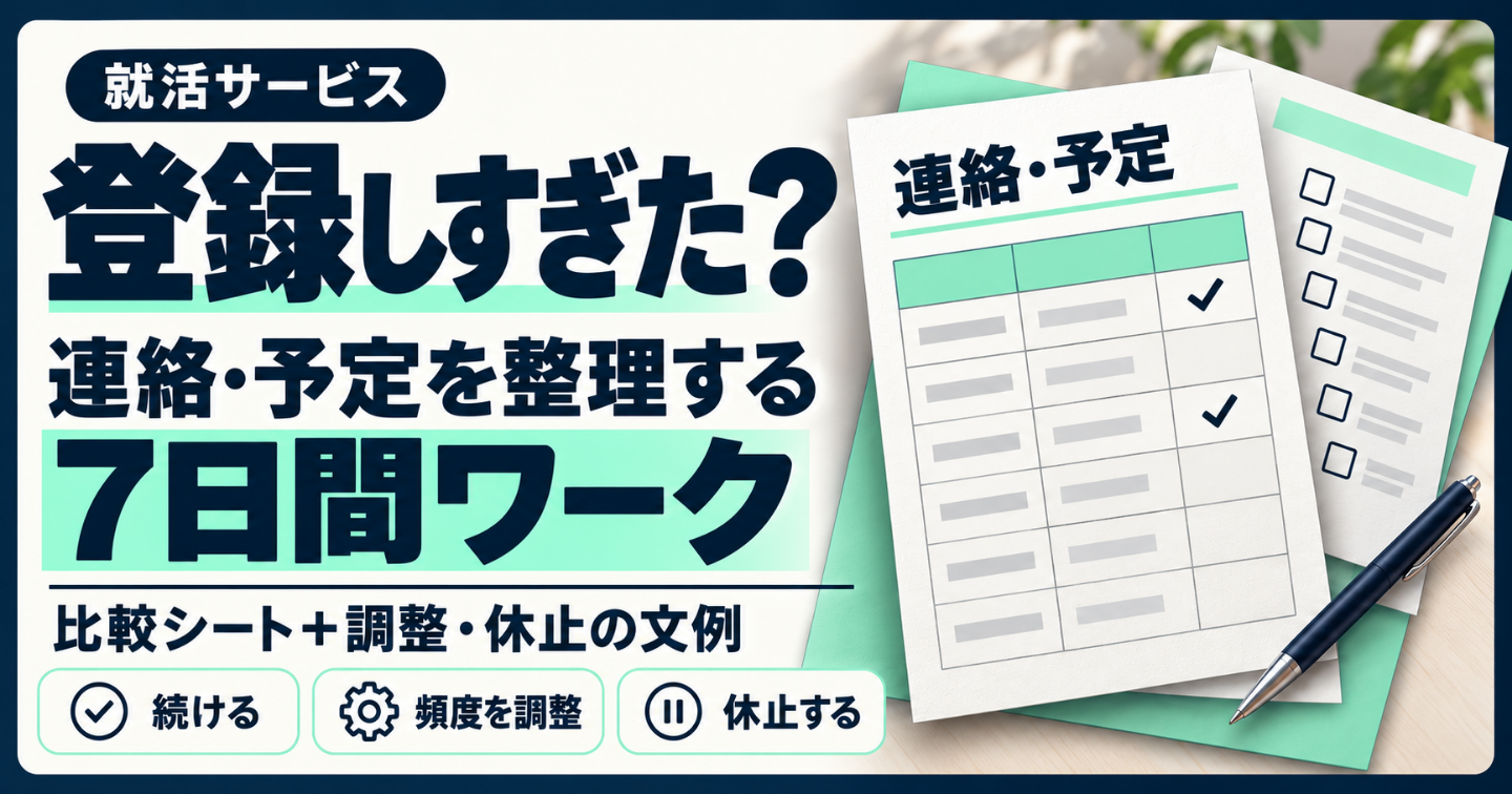 就活サービスに登録しすぎた人の整理ワーク｜連絡・予定を見直す7日間シートと文例
