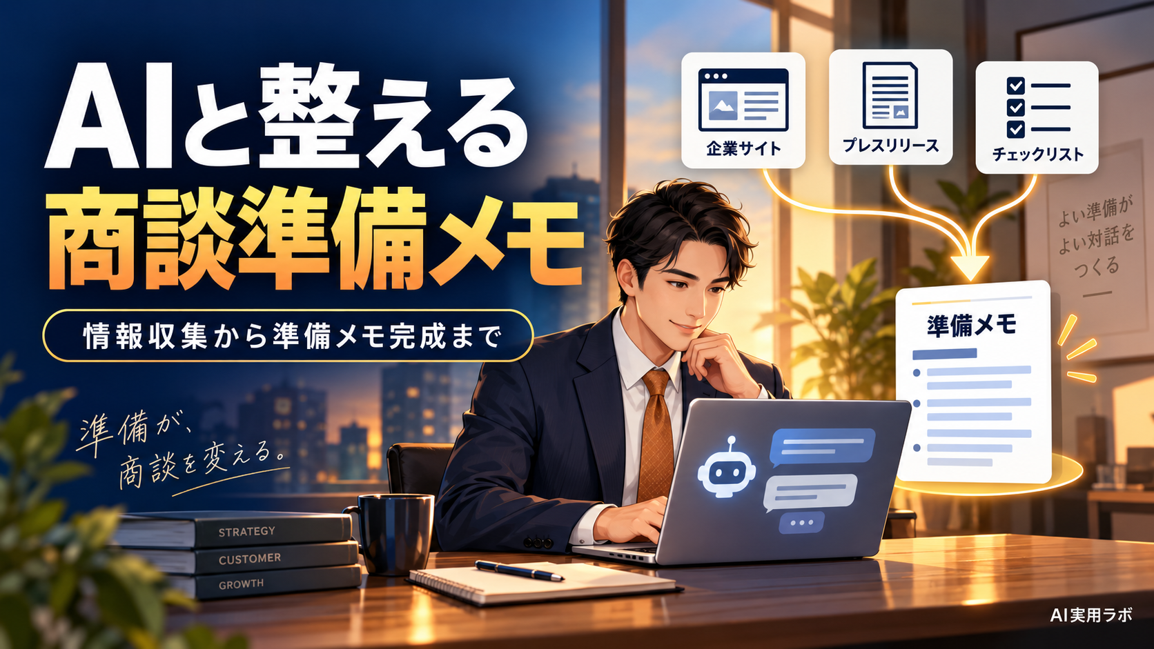 商談前のリサーチ、毎回ゼロから始めていませんか？AIチャットで準備メモを一緒に作る方法