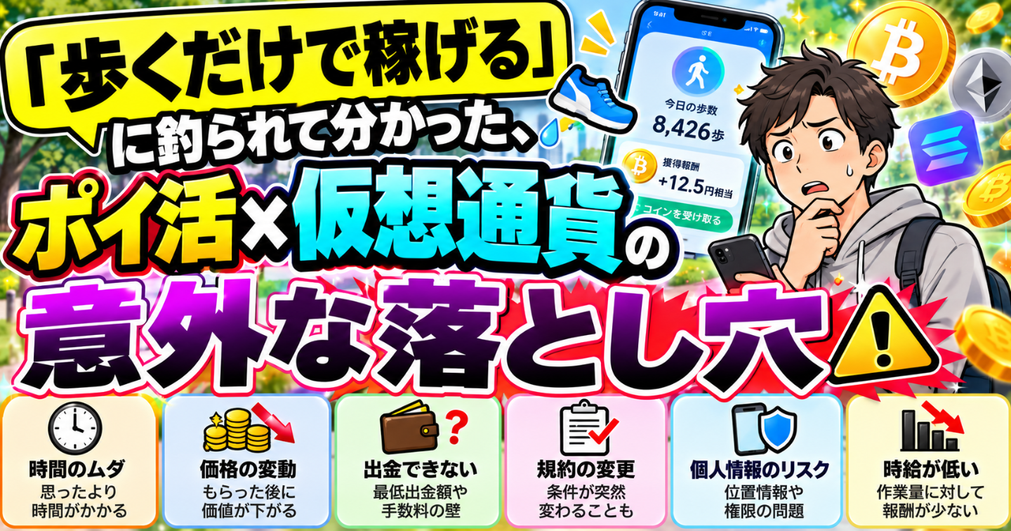 「歩くだけで稼げる」に釣られて分かった、ポイ活×仮想通貨の意外な落とし穴📱🪙