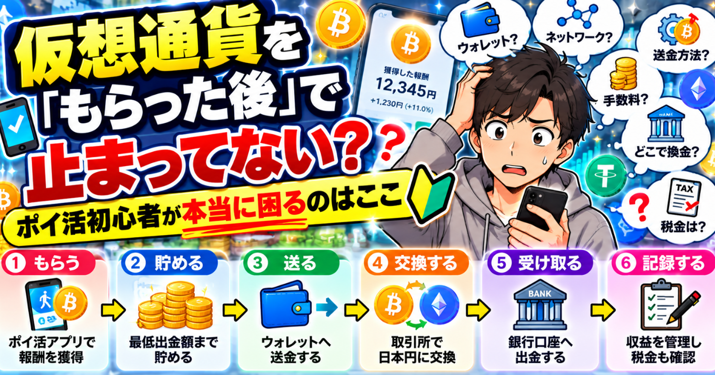仮想通貨を「もらった後」で止まってない？ポイ活初心者が本当に困るのはここ📱🪙