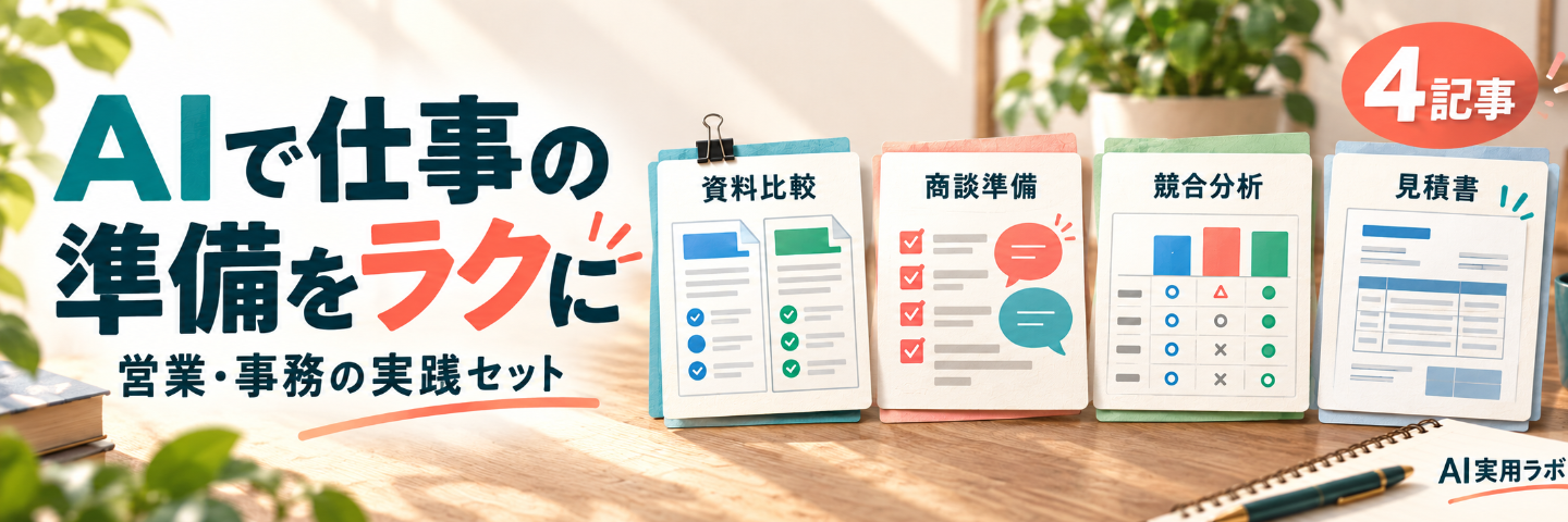AIで仕事の準備をラクにする｜営業・事務の実践4記事セット
