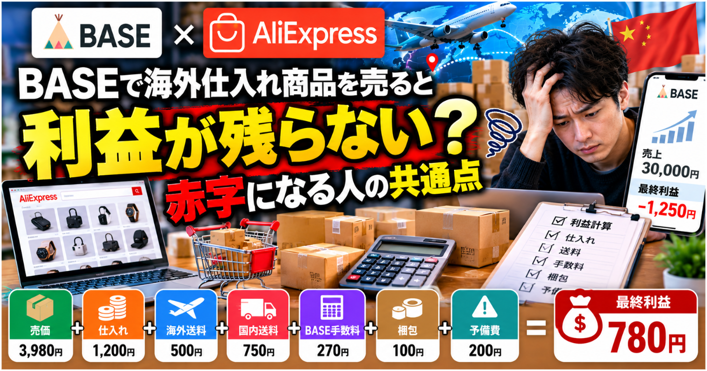 BASEで海外仕入れ商品を売ると利益が残らない？赤字になる人の共通点
