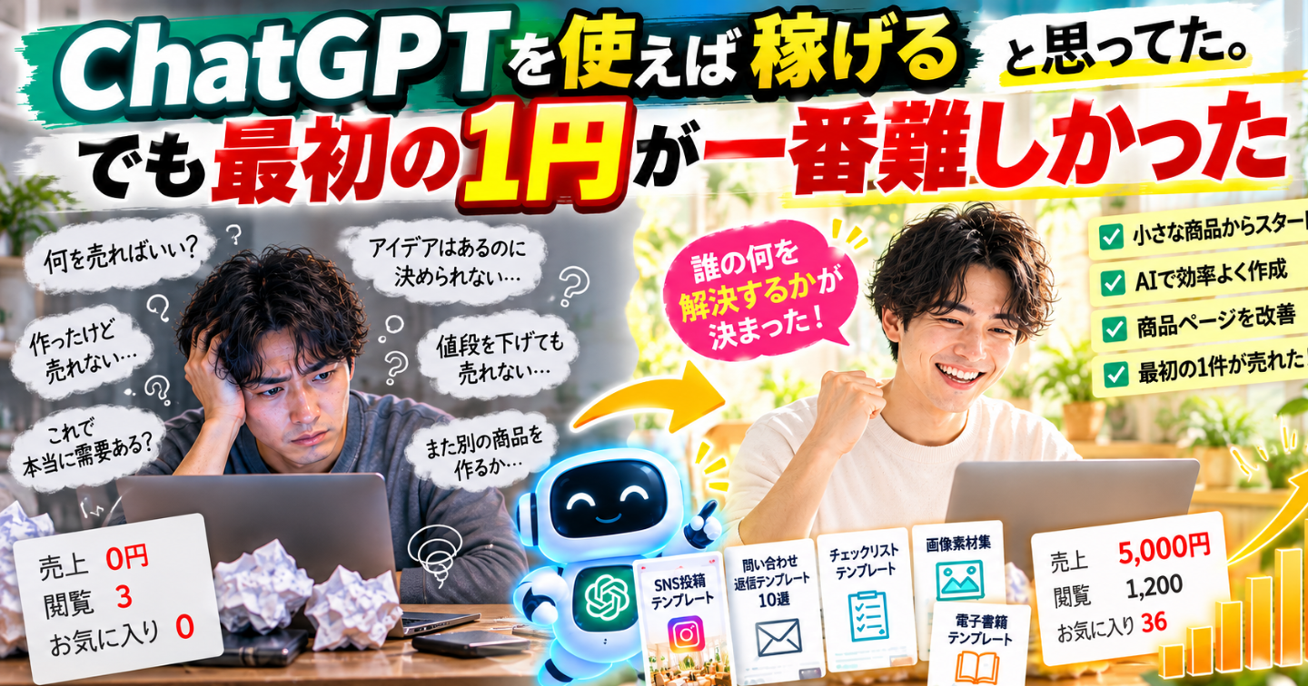 🤖「ChatGPTを使えば稼げる」と思ってた。でも最初の1円が一番難しかった