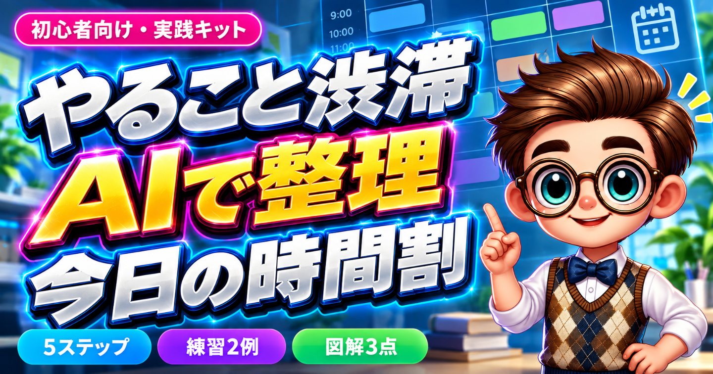 AIで今日の時間割を作る実践キット｜空き枠・見積時間を確かめる練習2例