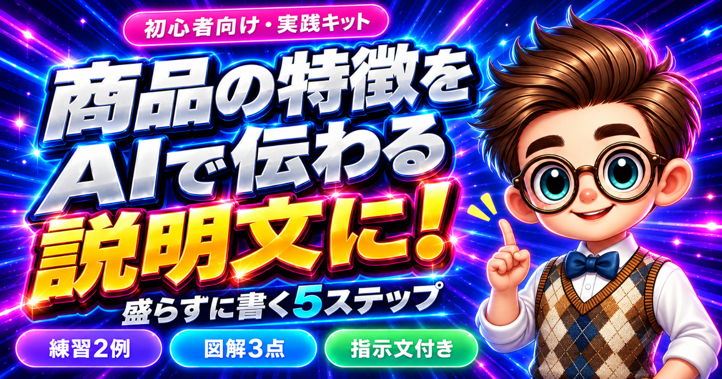 AI商品説明文・実践キット｜特徴と使う場面をつなぐ練習2例