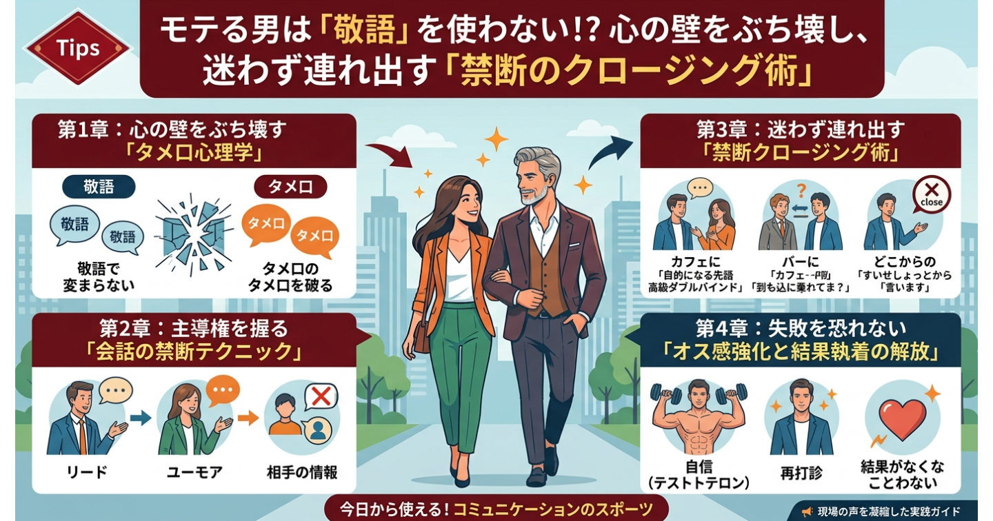 モテる男は「敬語」を使わない！？心の壁をぶち壊し、迷わず連れ出す「禁断のクロージング術」