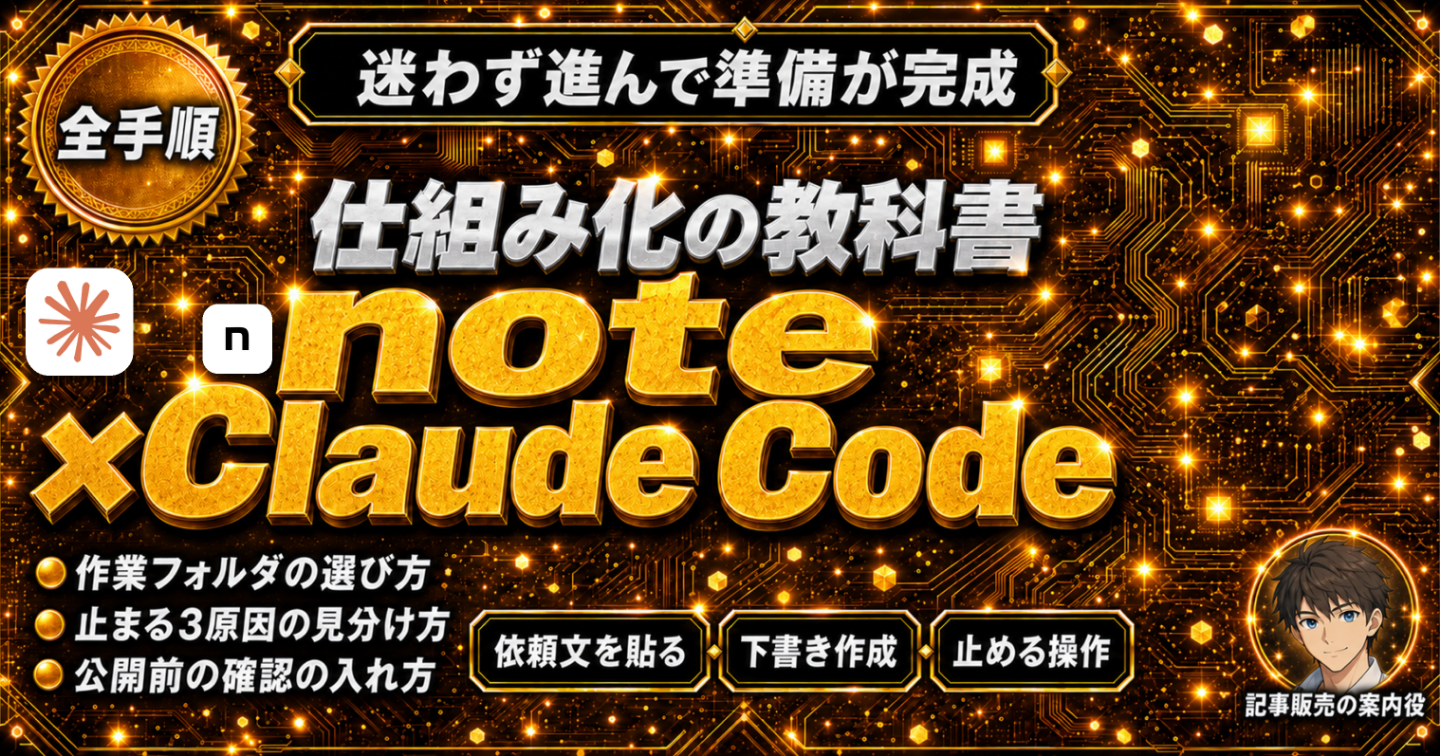 noteで書いて売りたい人のための【Claude Code×note仕組み化の教科書】 ｜ 執筆から販売までを自動化する完全ロードマップ