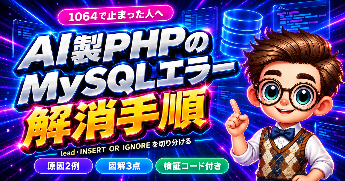 AI製PHPが1064で停止｜lead・OR IGNOREを切り分ける検証コード付き
