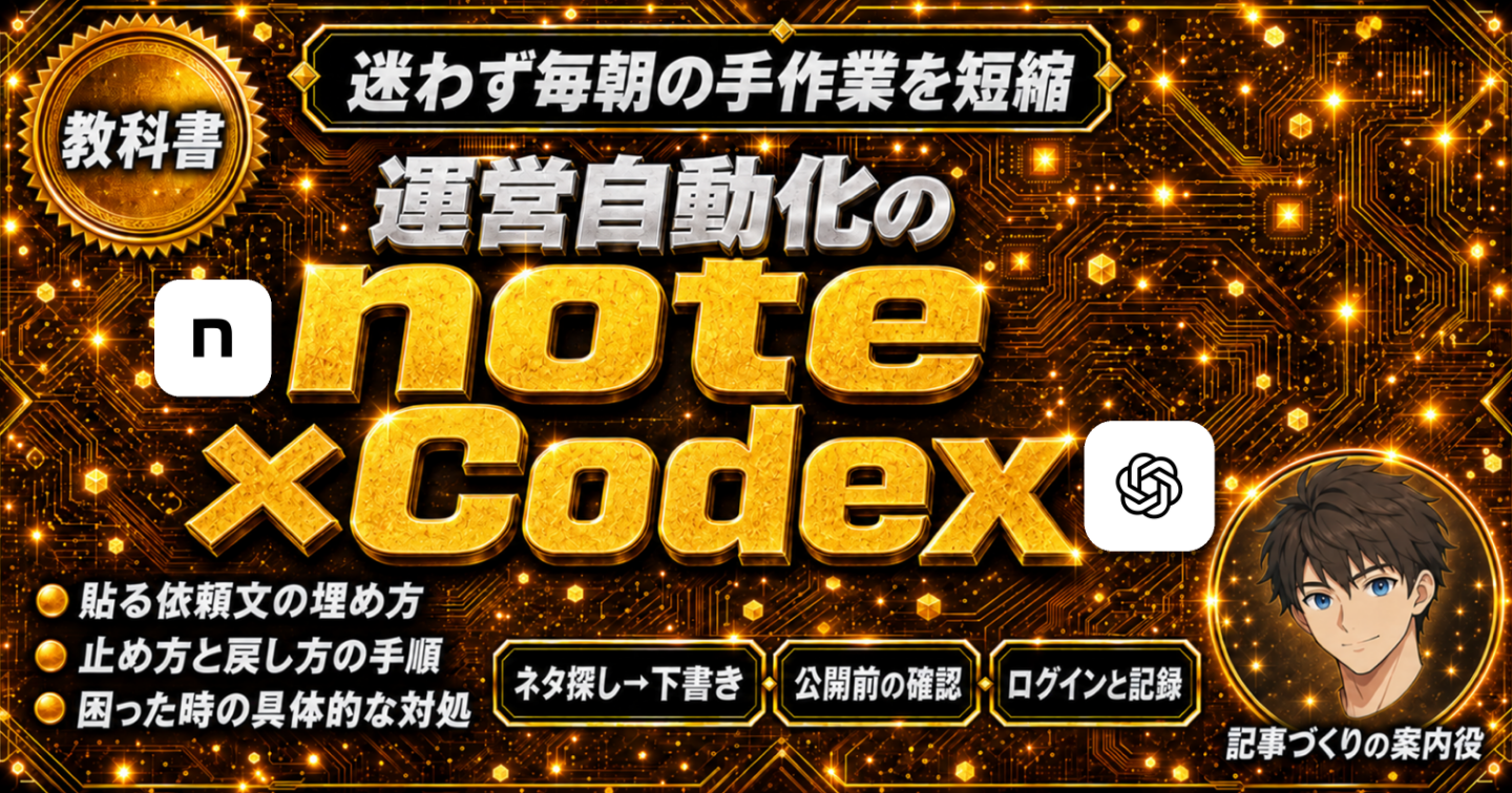 note運営者のための【Codex×note自動化の教科書】 ｜ ネタ探しから投稿まで一気通貫で仕組み化する完全ロードマップ