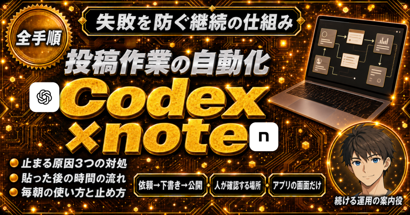 noteを続けたい人のための【Codex×note仕組み化の教科書】 ｜ 下書きから公開までを自動化する完全ロードマップ