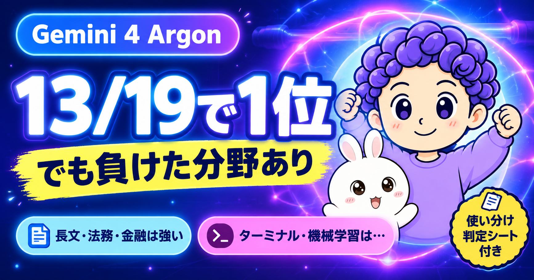 Gemini 4 Argonは「使うべき」か？公式ベンチ19項目を用途別に読み解く【使い分け判定シート＆指示文テンプレ付き】