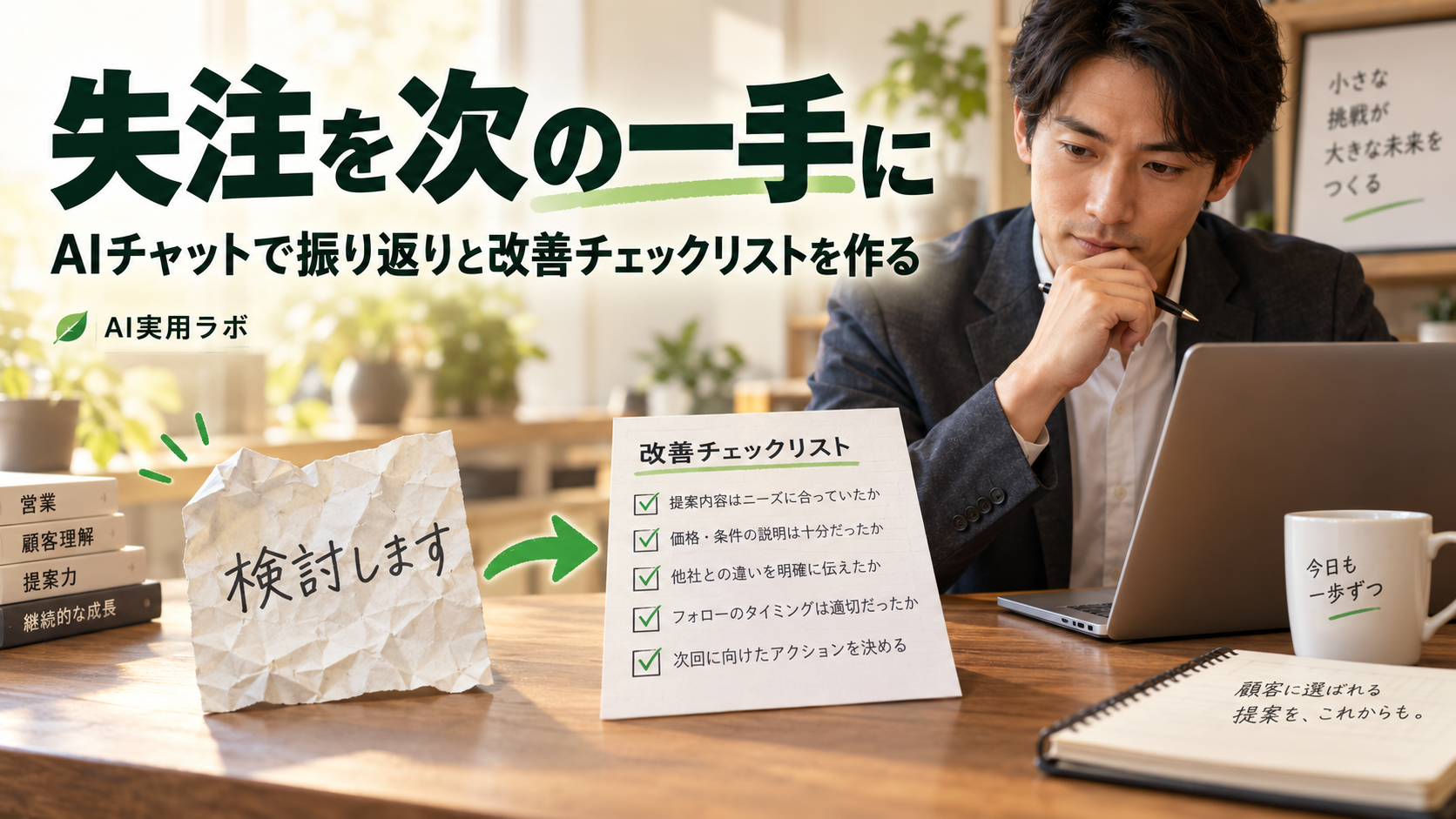 失注した商談、その理由を次に活かせていますか？AIチャットで振り返りと改善チェックリストを作る