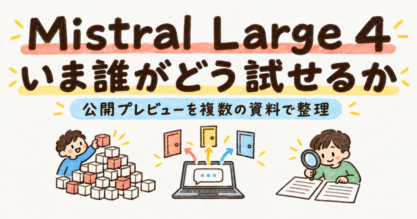 Mistral Large 4 公開プレビュー：何が出て、いま誰がどう試せるか（価格・条件・資料間の食い違い）