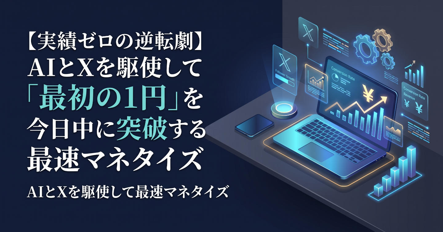【実績ゼロの逆転劇】AIとXを駆使して「最初の1円」を今日中に突破する最速マネタイズ