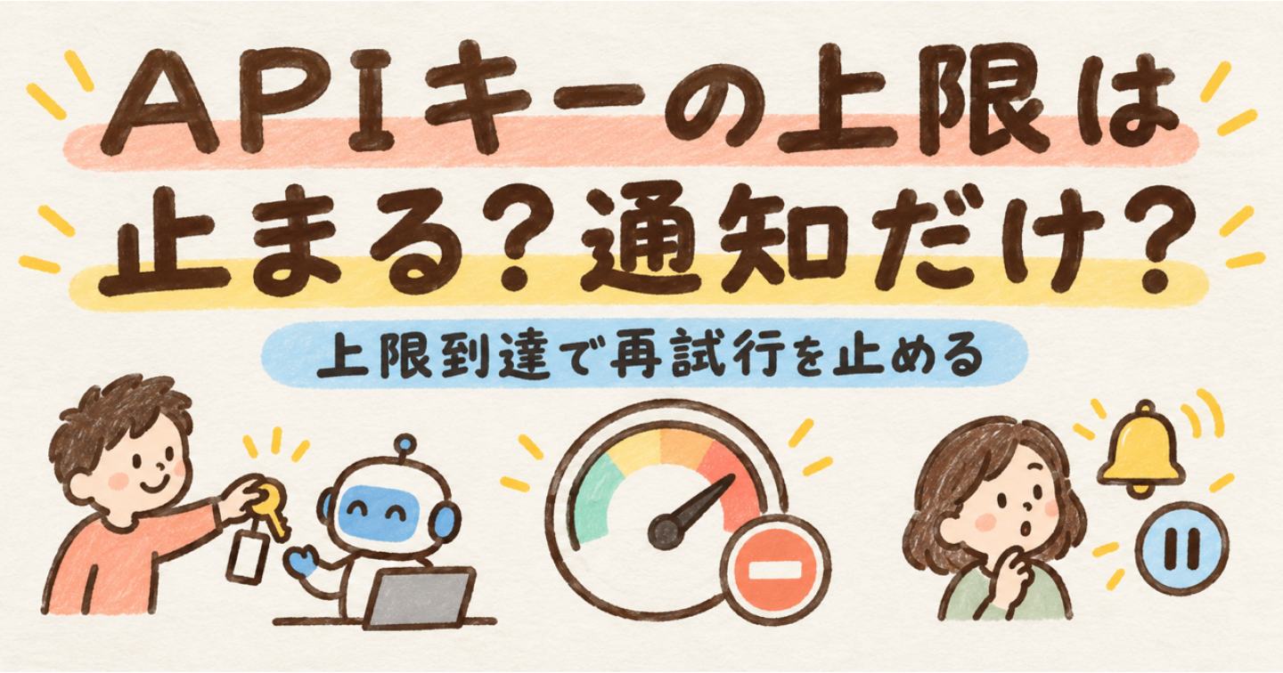 コーディングエージェントにAPIキーを渡す前に：止まる上限と通知だけの上限を見分け、上限到達で再試行を止める