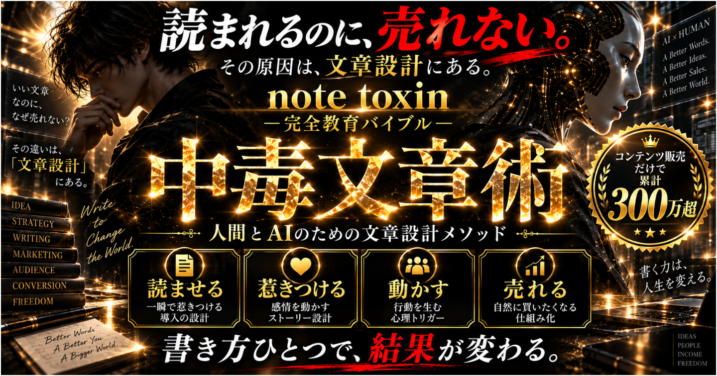 「読みたい」が止まらない。有料noteが購入されやすくなる中毒文章術【NOTE TOXIN】