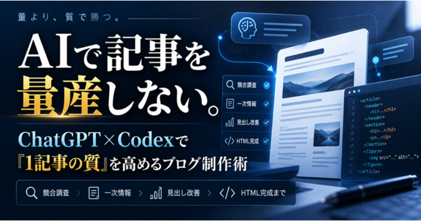 AIで記事を量産しない。ChatGPT×Codexで「1記事の質」を高めるブログ制作術