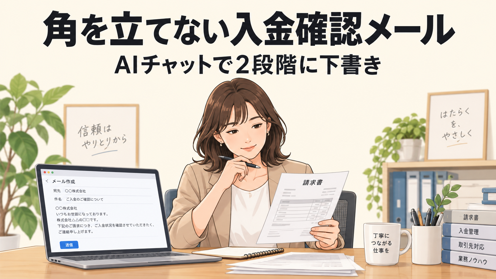 入金が遅れている取引先に、どう連絡しますか？AIチャットで角を立てない2段階の確認メールを作る方法