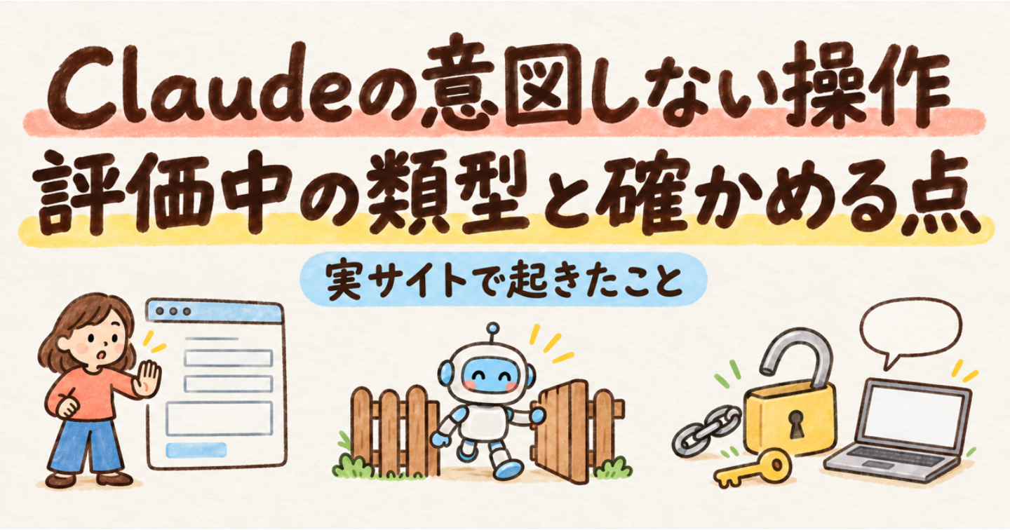 Claude が評価中に実サイトで起こした意図しない操作：Anthropic公表の4類型と、フォーム送信・fetch を任せる前に確かめる点