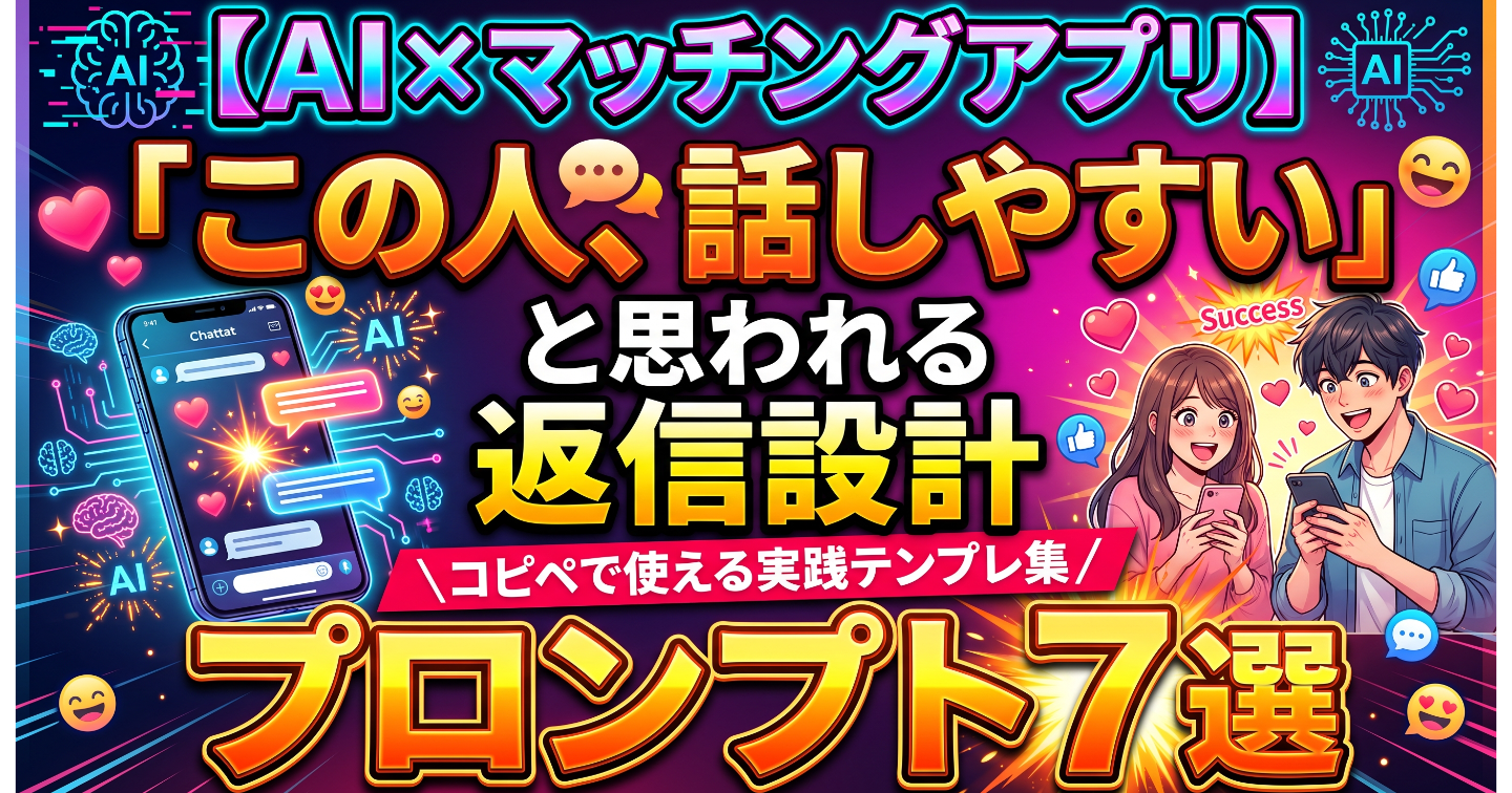 【AI×マッチングアプリ】「この人、話しやすい」と思われる返信設計プロンプト7選