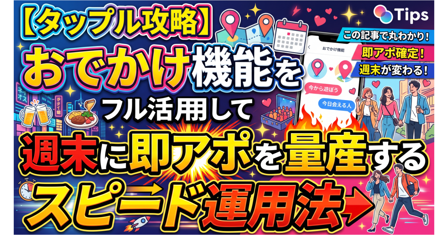【タップル攻略】おでかけ機能をフル活用して週末に即アポを量産するスピード運用法