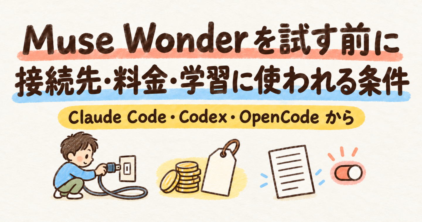 Meta の Muse Wonder を既存のエージェントで試す前に：接続先、料金、学習に使われる条件、互換 API の落とし穴