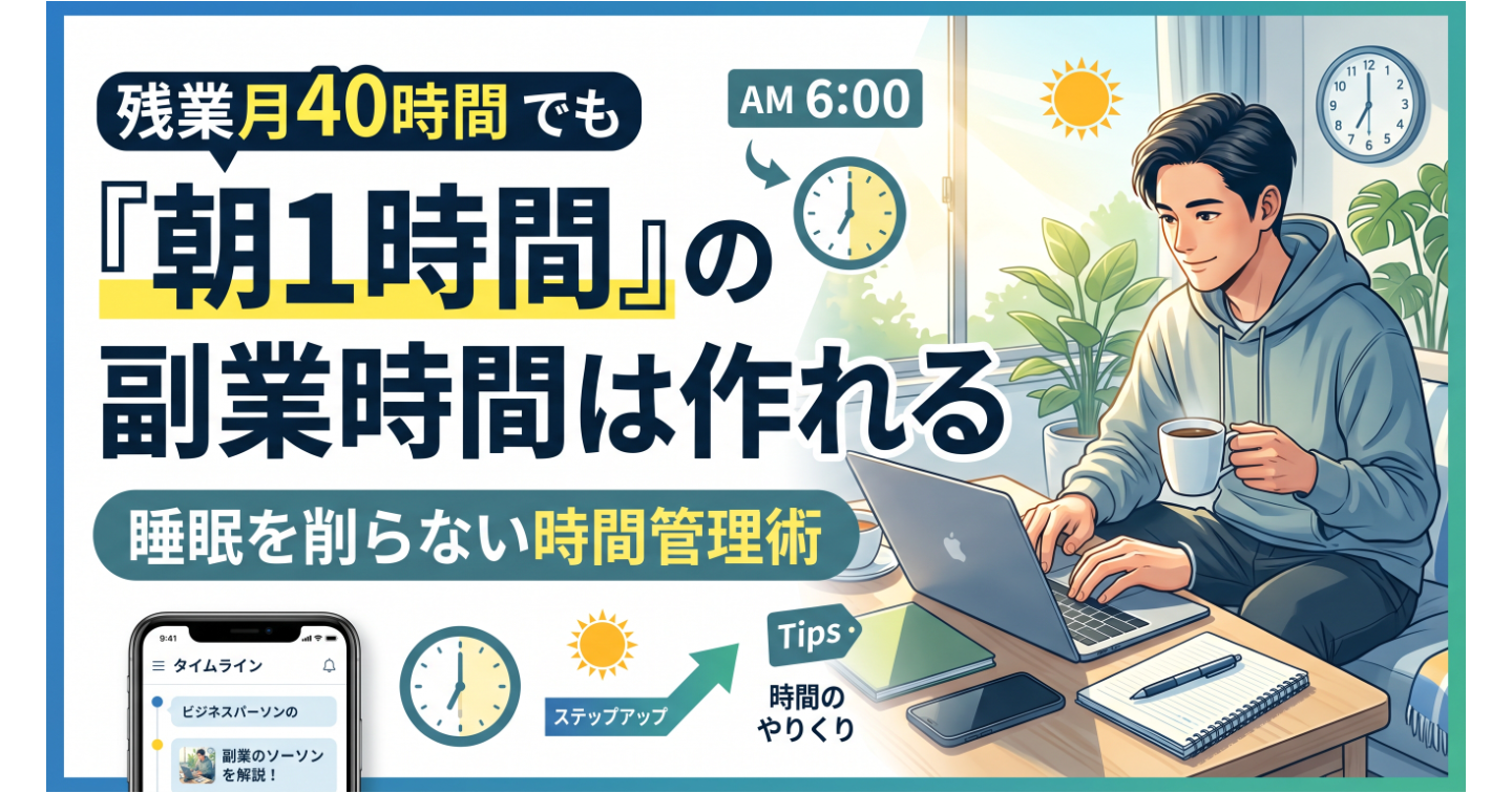 残業月40時間でも「朝1時間」の副業時間は作れる｜睡眠を削らない時間管理術