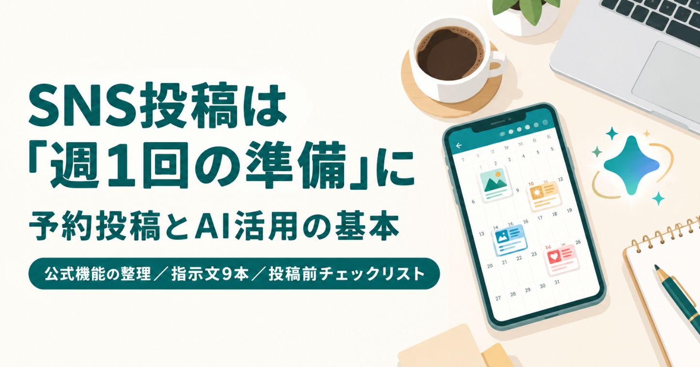 SNSの予約投稿とAI活用の基本｜主なSNSの公式機能・ツールの選び方・コピーして使える指示文9本