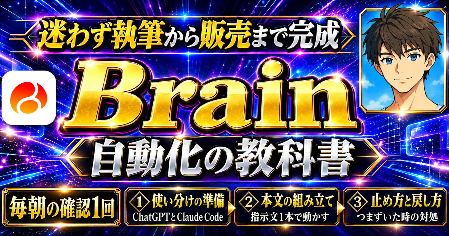Brainで販売したい発信者のための【AIツール×Brain自動化の教科書】 ｜ 執筆から販売までまるごと自動化する完全ロードマップ