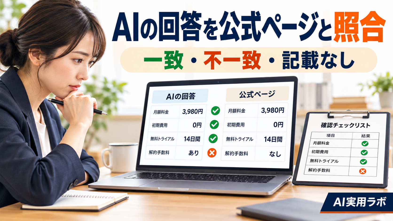 AI検索で調べた取引先の料金、公式ページと合っていますか？AIチャットで「照合表」を作って確かめてみよう