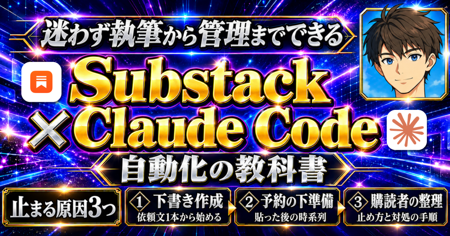 Substackで発信したい人のための【Claude Code×Substack自動化の教科書】 ｜ 執筆から購読者管理まで自動化する完全ロ