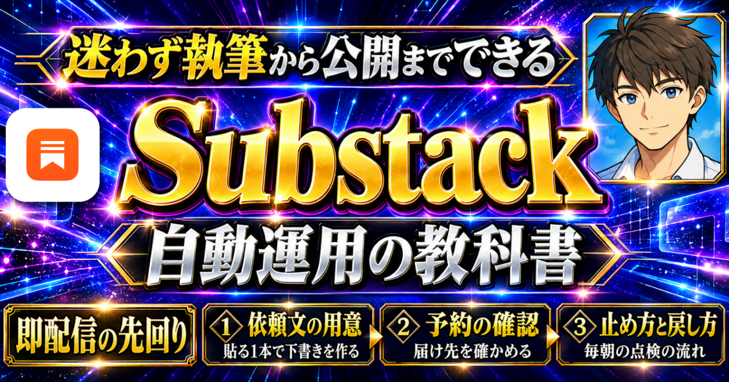 Substack運用を自動化したい人のための【AIツール×Substack自動運用の教科書】 ｜ 執筆から配信までを自動化する完全ロードマッ