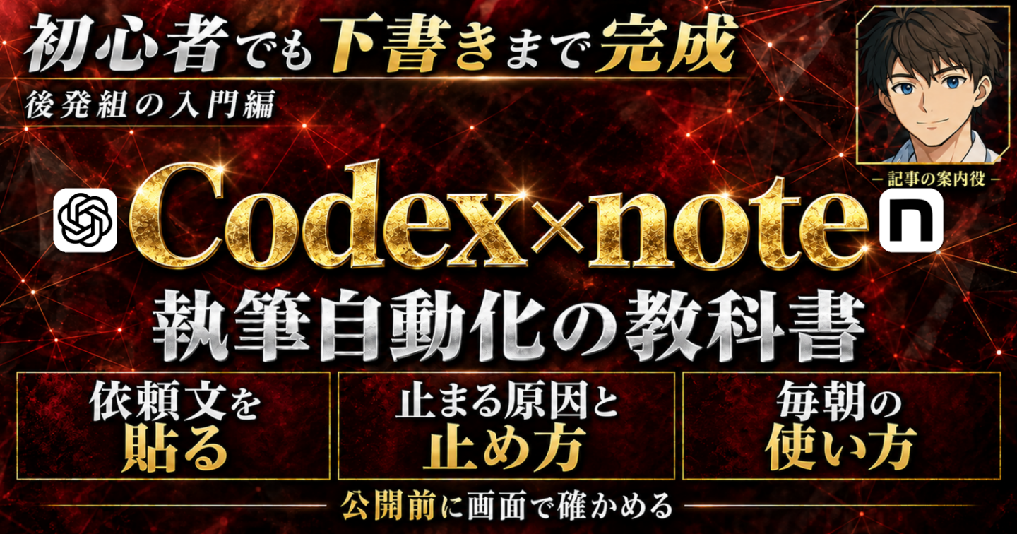 【初心者・後発組でもこれなら始められる！】Codex×note自動化完全攻略【基礎からの執筆と投稿の自動化ロードマップ】
