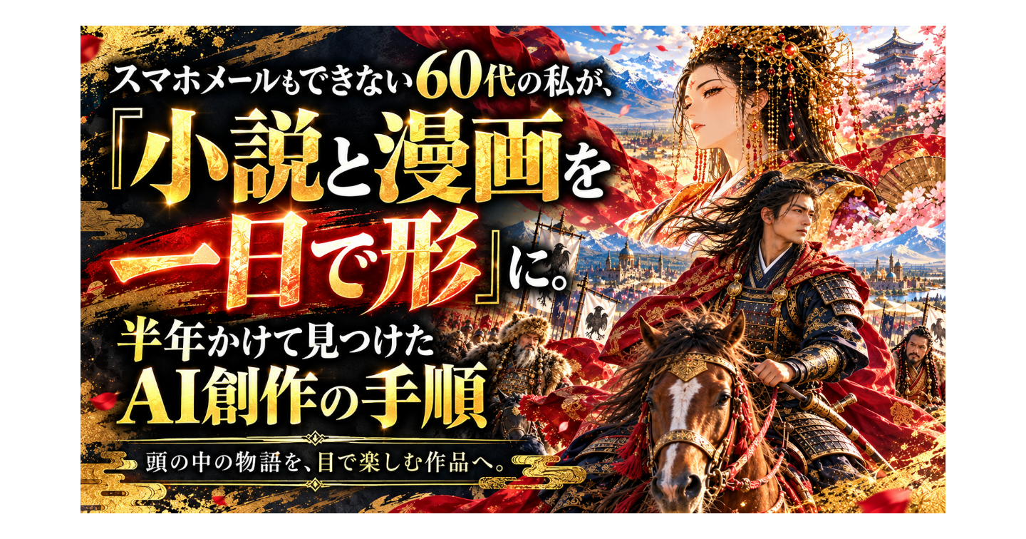 スマホメールもできない、60代の私が、『小説と漫画』を一日で形に。半年かけて見つけたAI創作の手順