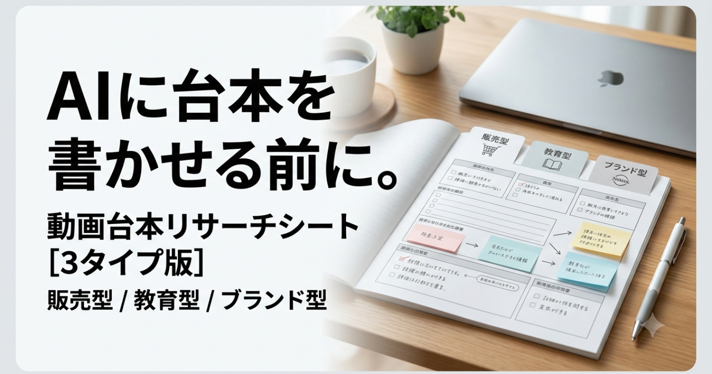 AIに台本を書かせる前に｜動画台本リサーチシート 3タイプ版
