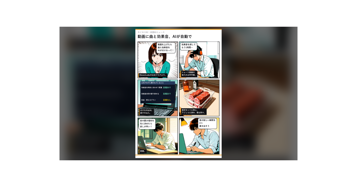 動画に曲と効果音、AIが自動で置く時代に｜残るのは「直す人」