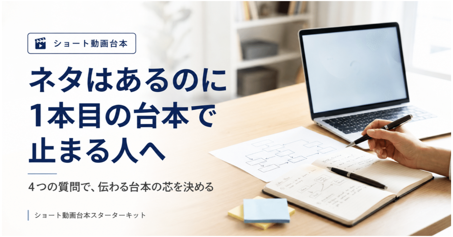 ネタはあるのに、1本目の台本で止まる人へ｜ショート動画台本スターターキット