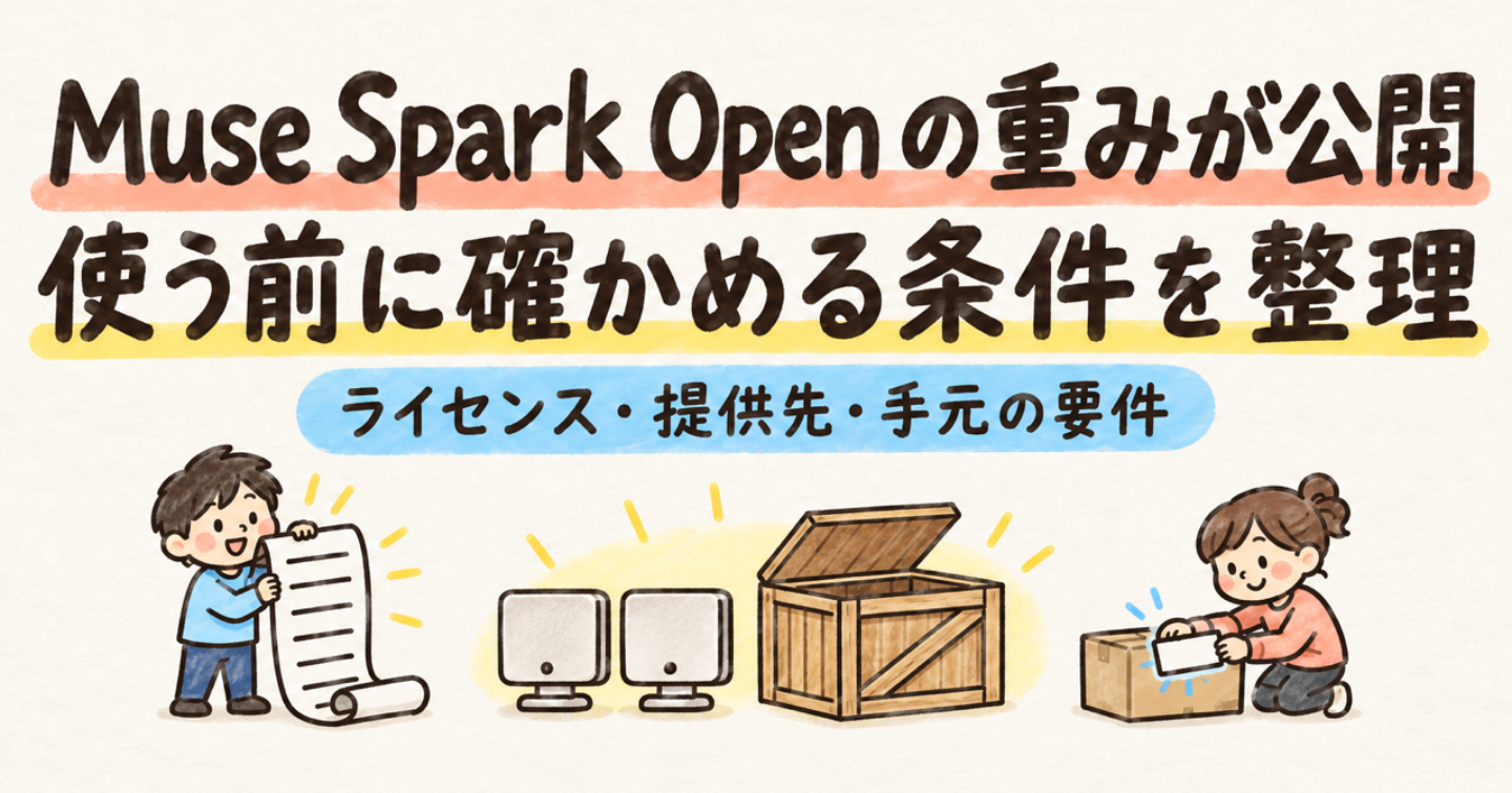 Muse Spark Open の重みが公開：ライセンスの3条件、提供先と価格、手元で動かす要件、推論基盤の対応状況