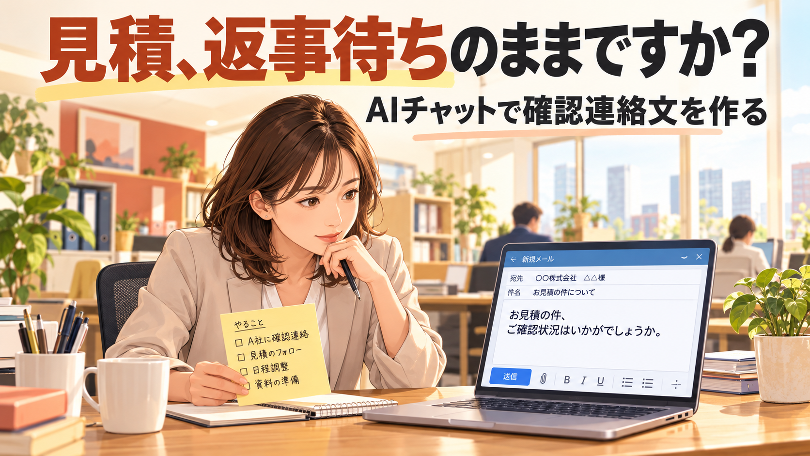 見積書を出したのに返事が来ない？AIチャットで状況確認の連絡文2通と送信前チェック表を作る方法