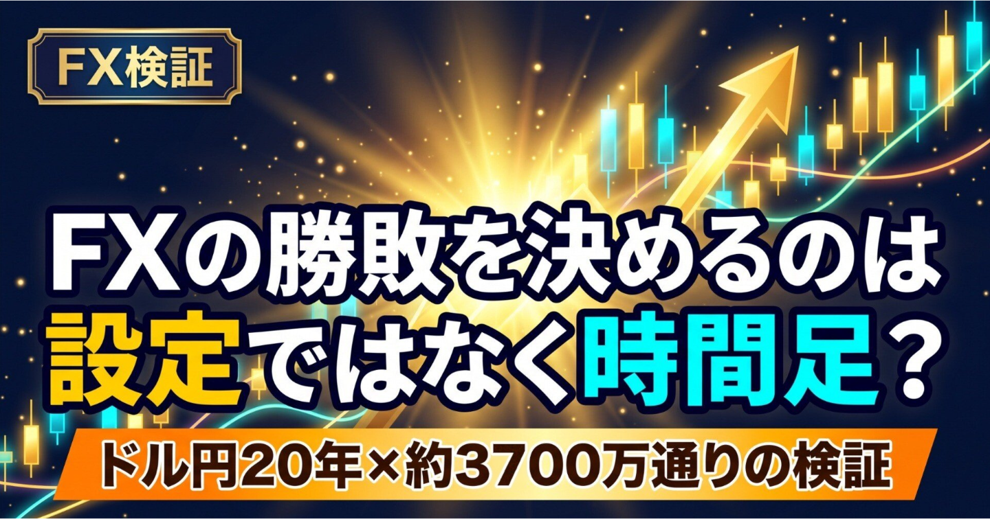 【ドル円20年3,700万通り検証】FXの勝敗を決めるのは設定ではなく時間足！？