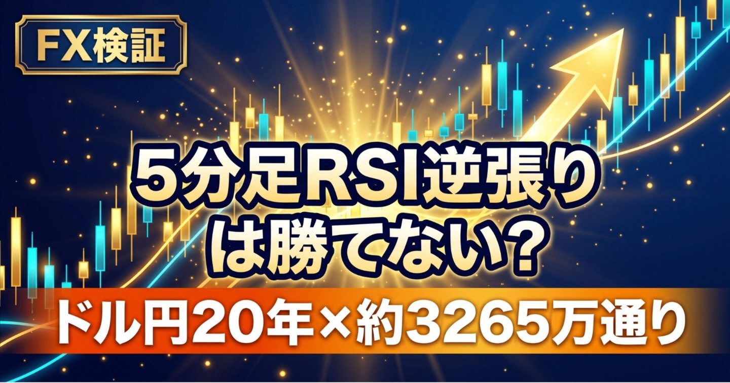 損切りを置くRSI逆張り、ドル円20年で使える設定は5分足2件、4時間足715件