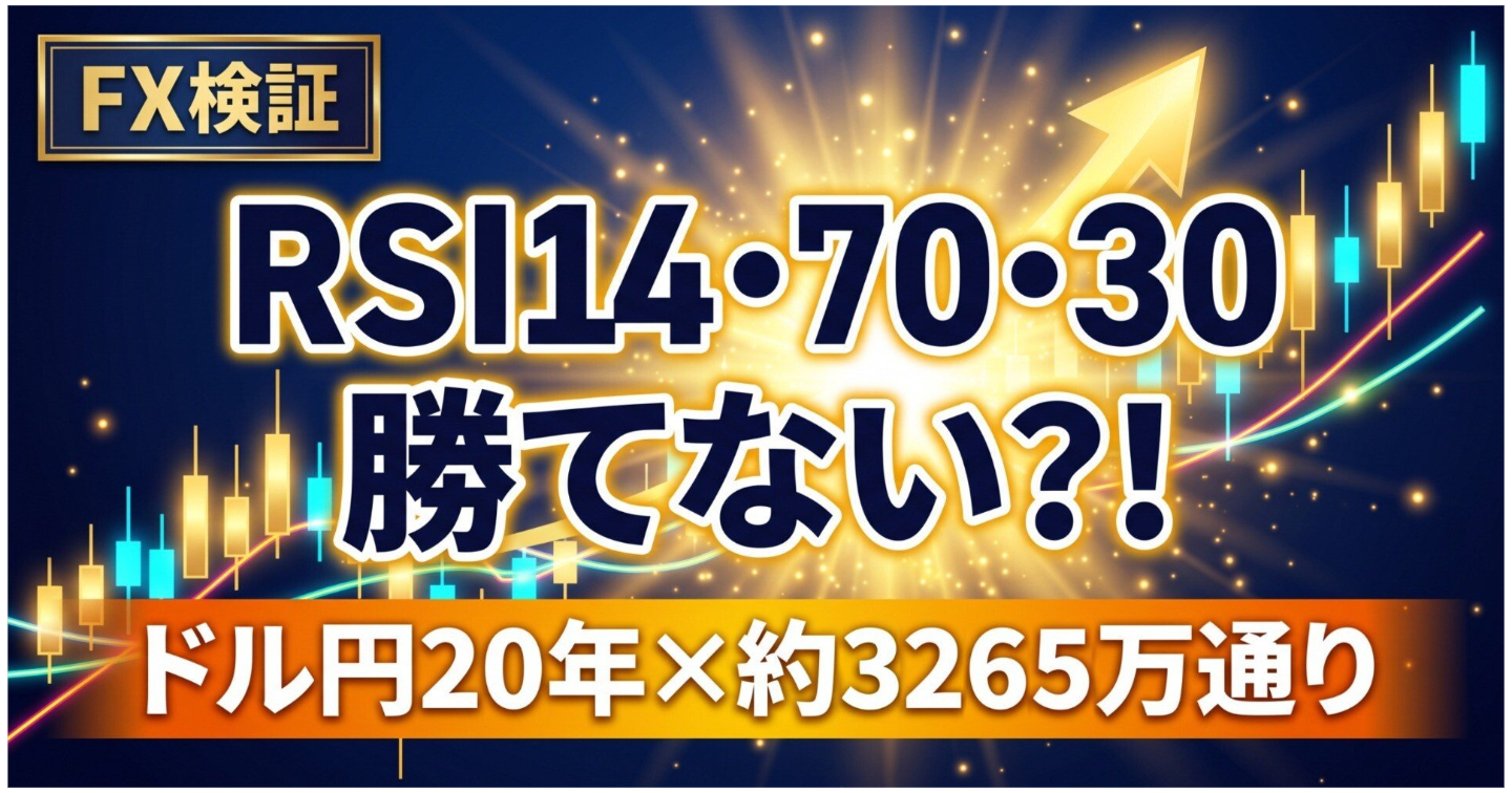 RSIの定番14・70・30、ドル円20年総当たりでどの時間足も基準に届かず